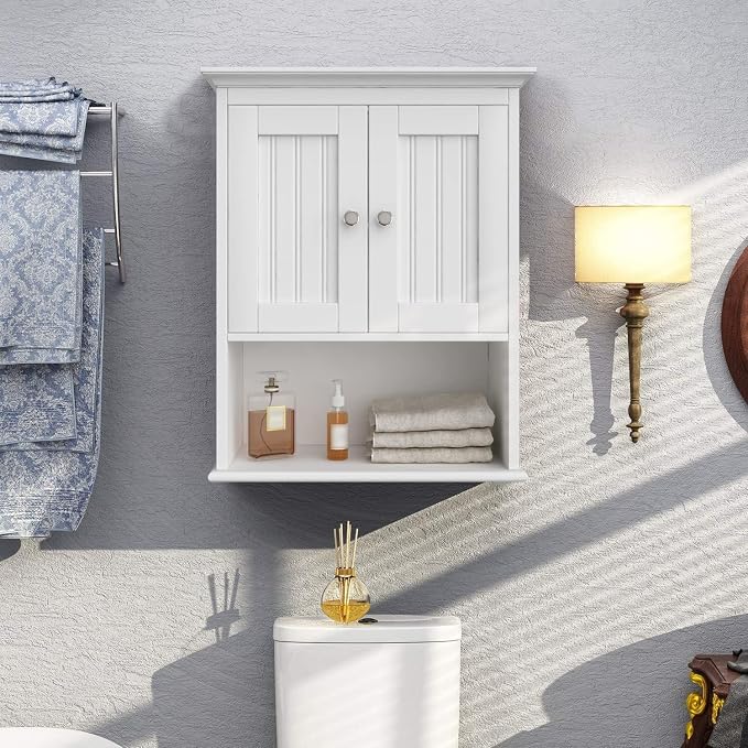 Treocho Wood Wall Cabinet, Bathroom Medicine Cabinet Storage - Image 2
