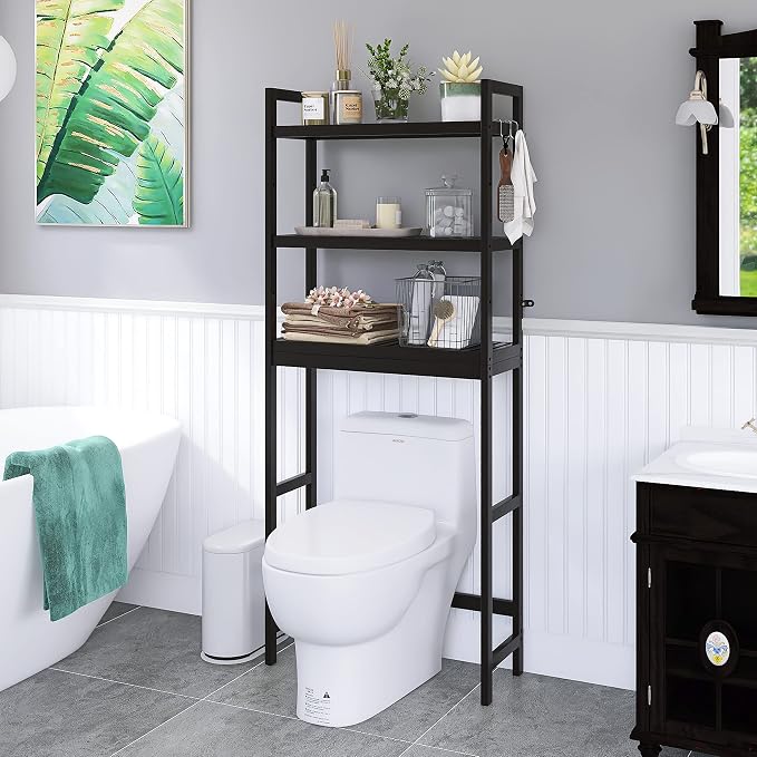SMIBUY Bathroom Storage Shelf, Bamboo Over-The-Toilet Organizer Rack, - Image 2
