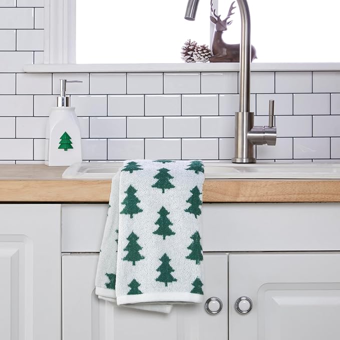 SKL Home Christmas/Winter Holiday Trees 100% Cotton Premium 2-Piece Hand Towel - Image 5