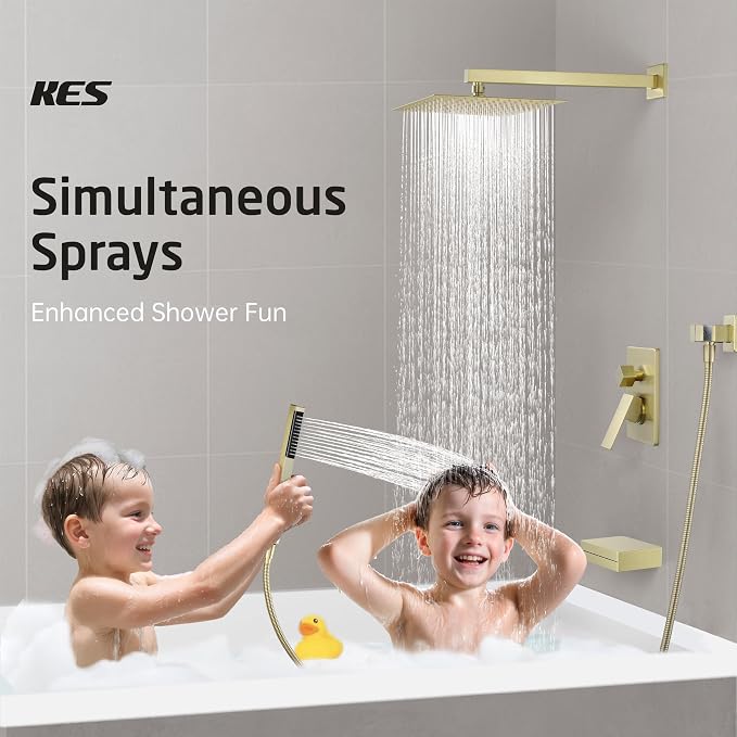 KES Bath Shower Faucet Set Tub and Shower Faucet Set Rain Shower Head - Image 5