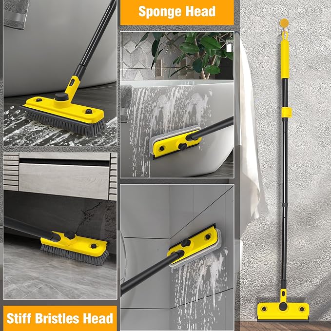 JEHONN Shower Cleaning Brush, 53.5 inches Long Handle Scrubbing Brush, 3-in-1 - Image 8