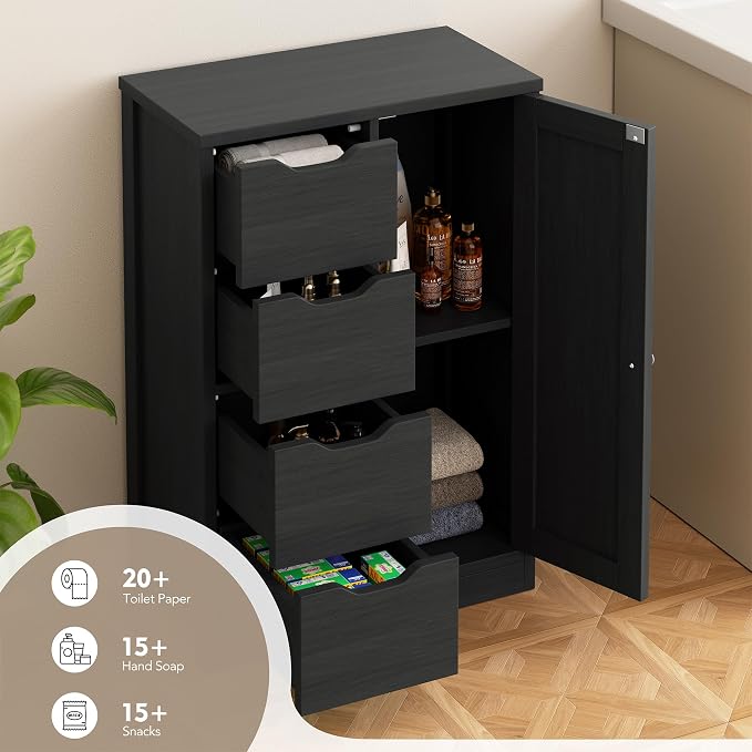 Walsunny Bathroom Floor Storage Cabinet, Wooden Storage Organizer - Image 4