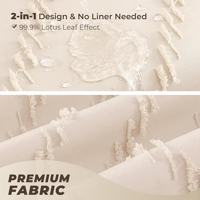 Small Stall Cream Boho Fabric Shower Curtain, 36x72 Half Size, Textured Tufted - Image 5