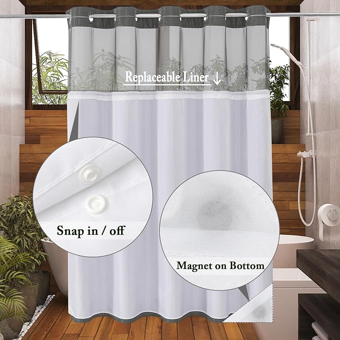 Gibelle No Hook Waffle Weave Shower Curtain - Image 3