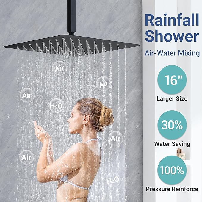 Matte Black Thermostatic Shower System - Image 5
