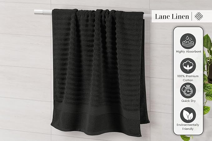 LANE LINEN 6-Piece Bath Towel Set – 100% Cotton, Quick Dry, Zero Twist - Image 5