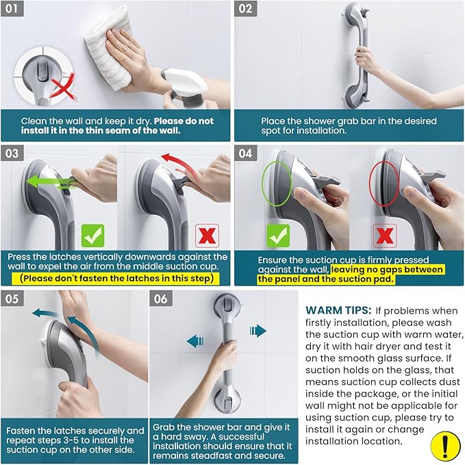 TAILI Shower Grab Bar 2 Pack 16 Inch Suction Grab Bars - Image 2