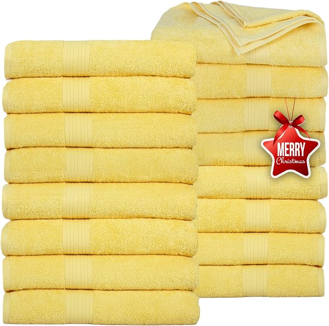 Ample Decor Bath Towels Pack of 16 600 GSM 100% Cotton, Absorbent Soft Premium by AmpleDecor