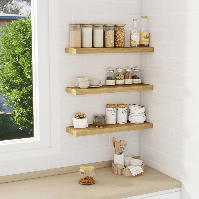 Fun Memories Floating Shelves Wall Shelf 24 inches Long, Farmhouse Bathroom - Image 2
