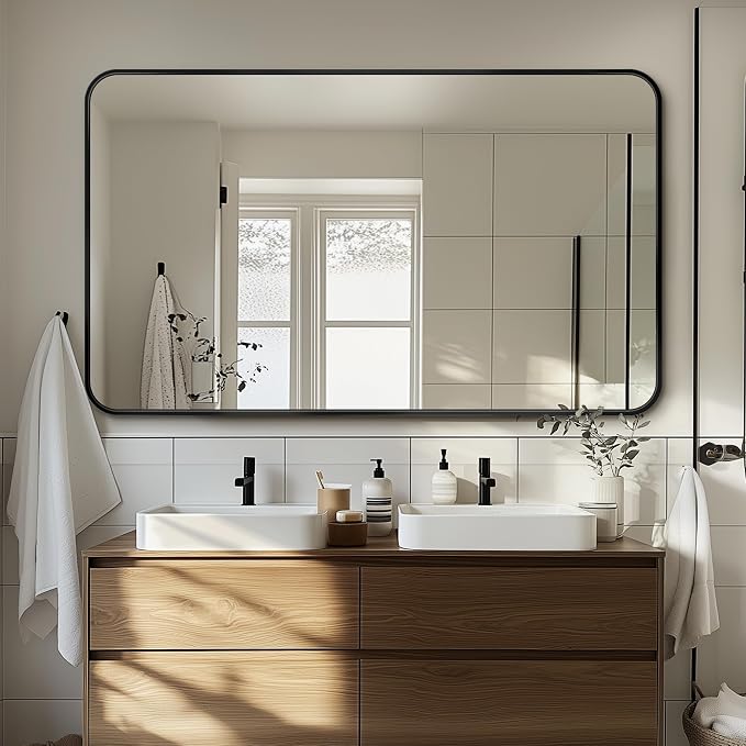 Antok Bathroom Mirror, Decorative Mirrors Vanity Mirror Aluminum Alloy Frame - Image 3