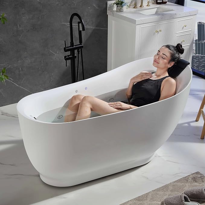 Empava Update Acrylic Whirlpool Bathtub, 59 Inch Acrylic Freestanding Jetted Tub - Image 8