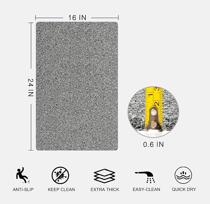 Nonslip Bathtub Mat, Anti Slip Bath Mat 0.6" Extra Thick, Quick Dry Bath Tub - Image 2