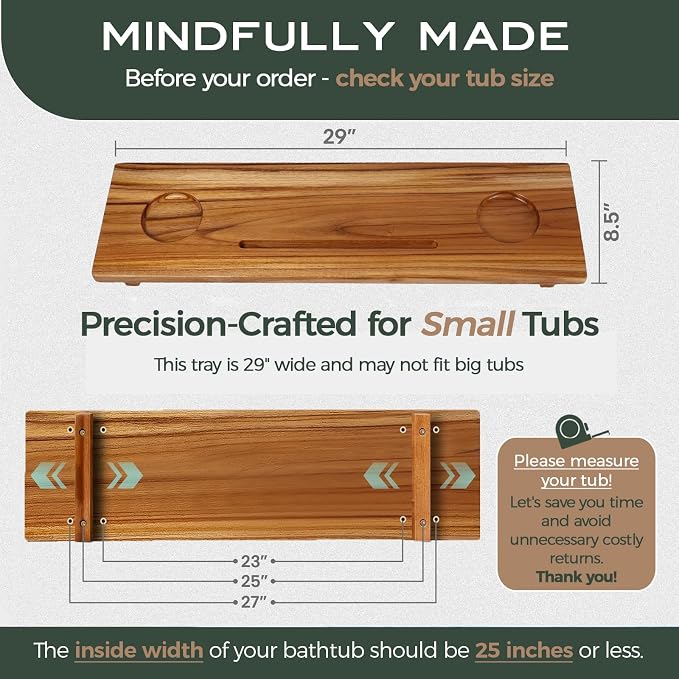 Fjord | Superior Teak Bathtub Tray Wood 29" - Image 2