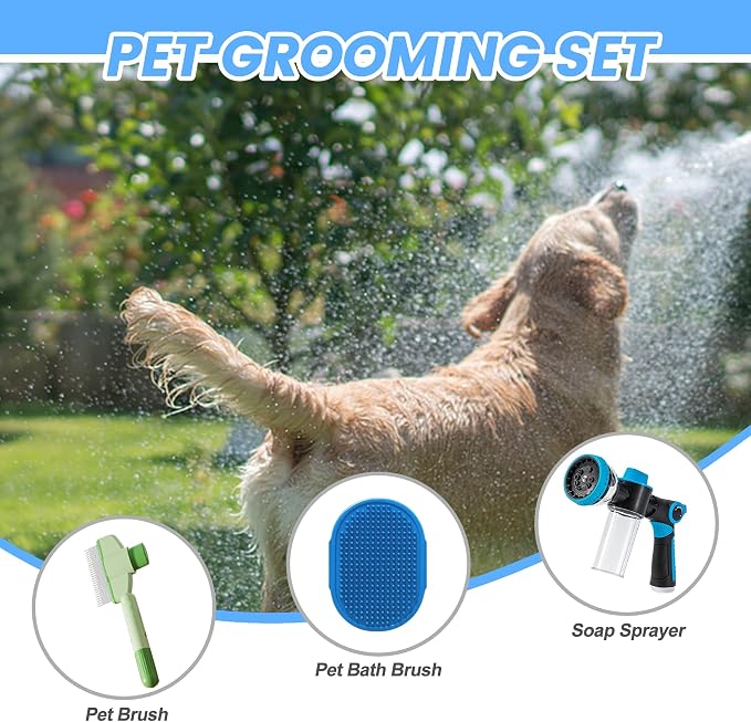 Dog Wash Hose Attachment, 10-in-1 Spray Mode Pet Shower Soap Sprayer - Image 3