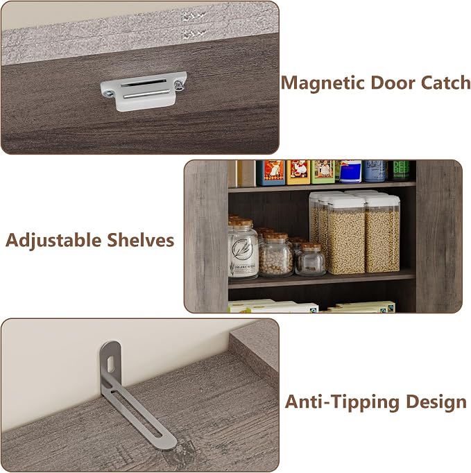 Pantry Organizers and Storage Cabinet, 71” Barn Door White Kitchen Cabinet - Image 5