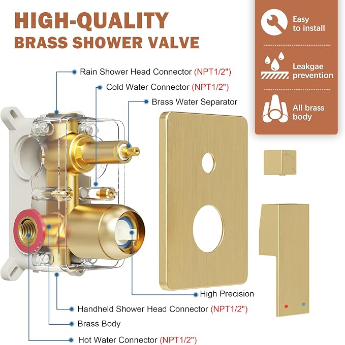 Gold Shower System, Shower Faucet Set - Image 6