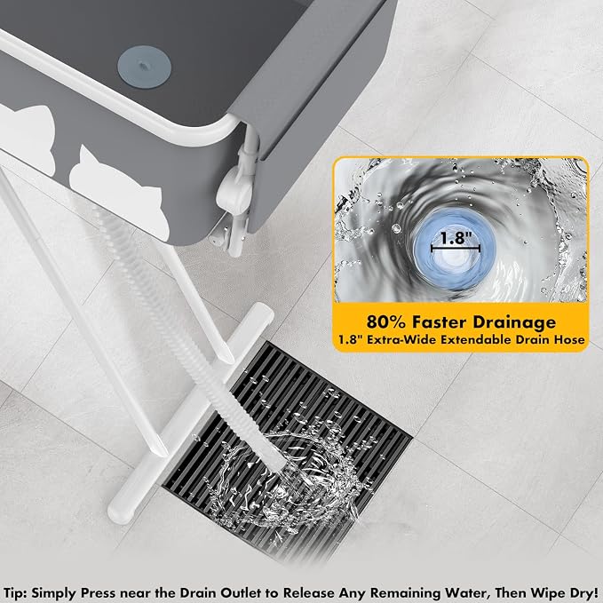 PAWZIDEA 2-in-1 Portable Dog Bathtub & Grooming Table, Elevated Tubs - Image 6