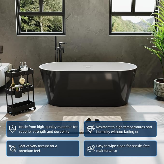 59 Inch Freestanding Bathtub, Acrylic Soaking Bathtub - Image 3