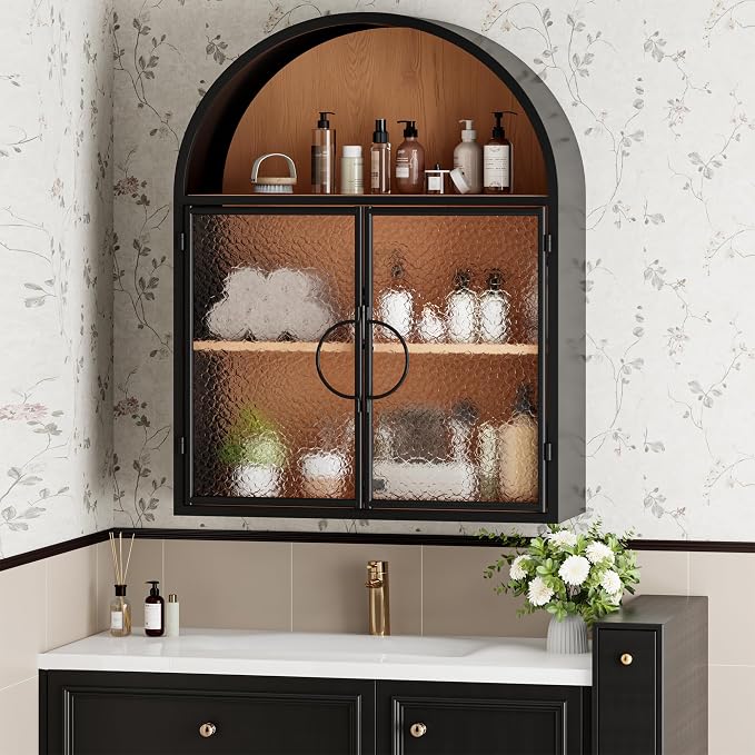 BECHAEO Arched Wall Cabinet Over Toilet Bathroom Organizer, No Assembly Metal - Image 6