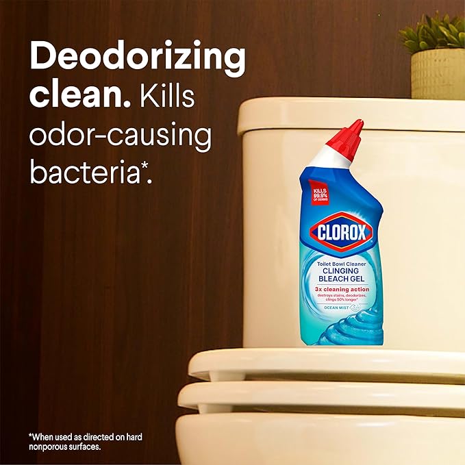 CLOROX Toilet Bowl Cleaner Clinging Bleach Gel, Ocean Mist, 24 Fl Oz - Image 6