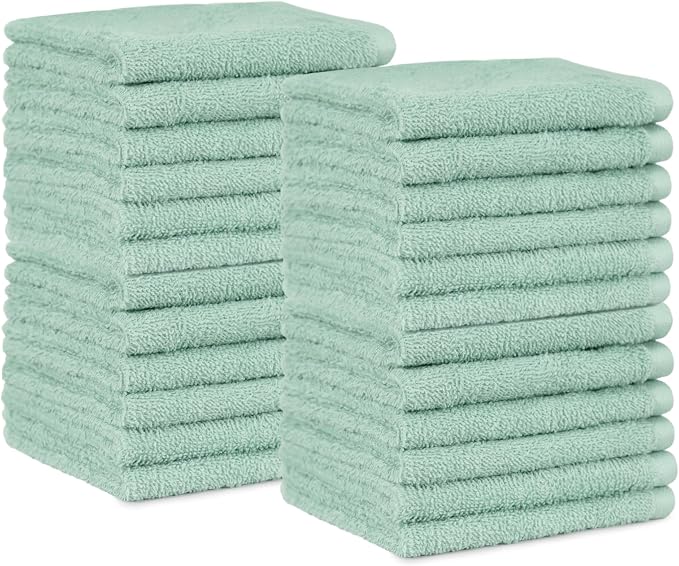 Amazon Basics Washcloth for bathroom, 100% Cotton Extra Absorbent, Fast Drying by AmazonBasics