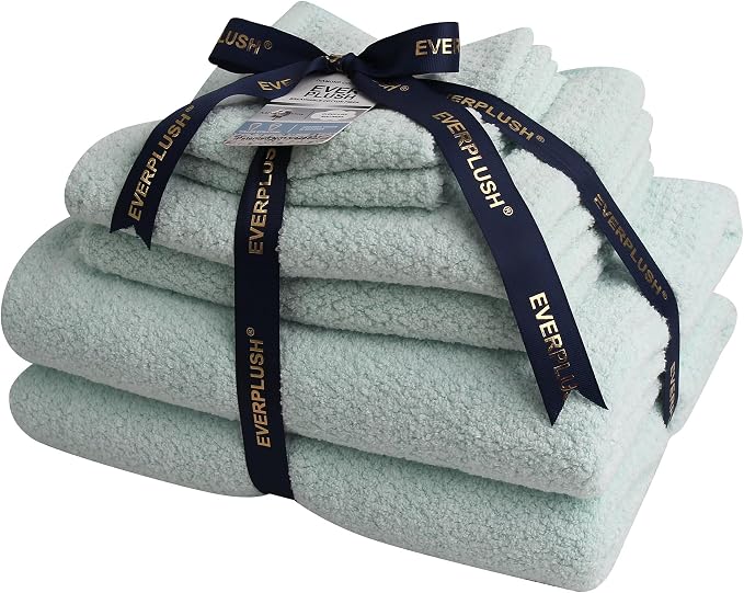 Everplush Diamond Jacquard 6 Pieces Bath Towel Set, Luxury Super Soft Oversized - Image 4