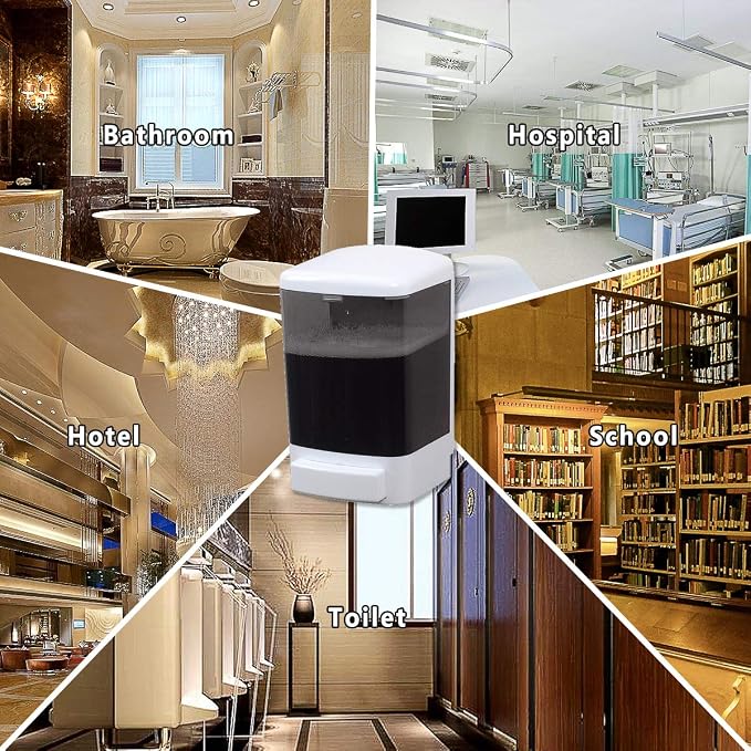 Manual Soap Dispenser 33.8oz / 1000ml Kitchen Bathroom Wall Mounted Commercial - Image 5