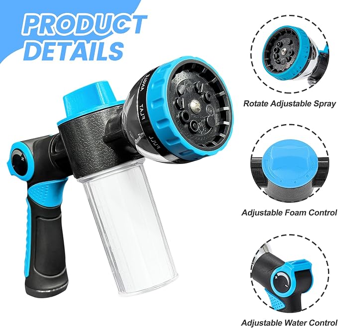 Dog Wash Hose Attachment, 10-in-1 Spray Mode Pet Shower Soap Sprayer - Image 2