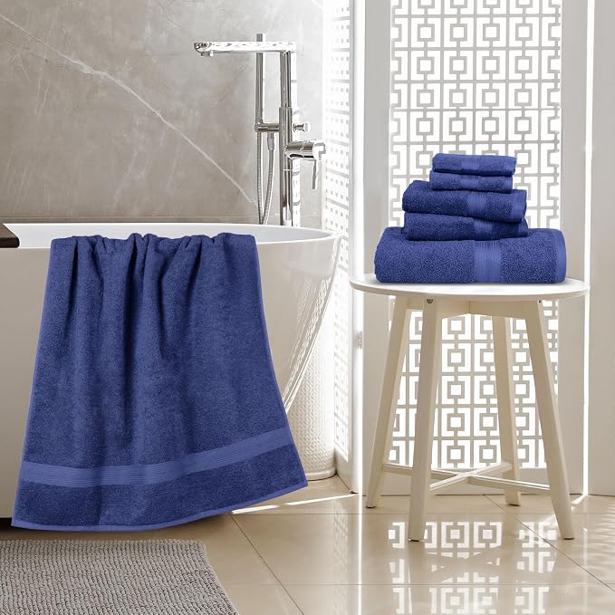 Amazon Basics 6 Piece Oversized Fade resistant Towel set, 100% Cotton towels - Image 11