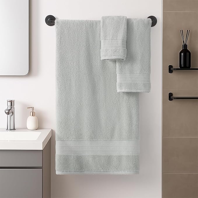REDKISS Grey Towel Set of 8-100% Cotton Luxury Bath Towels Set - Image 2
