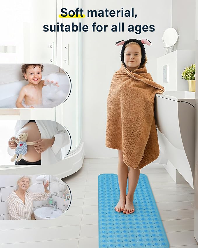 Non Slip Bathtub Mat for Tub & Shower, Machine Washable 40"x16" Anti Slip Bath - Image 4