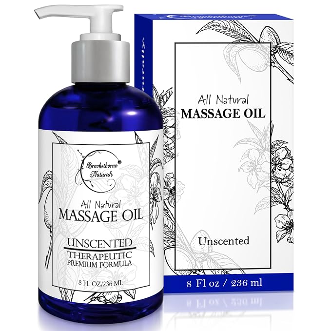 Unscented Massage Oil for Massage Therapy – 100% Natural Body Oil by BrookethorneNaturals