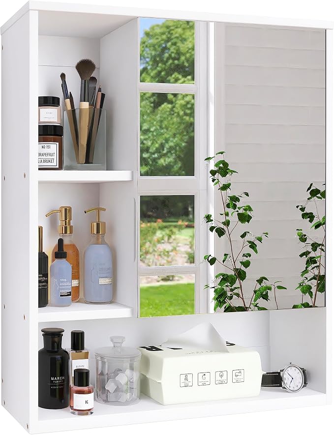 SMIBUY Bathroom Mirror Cabinet Wall Mounted, Bamboo Space Saver Medicine Cabinet by SMIBUY