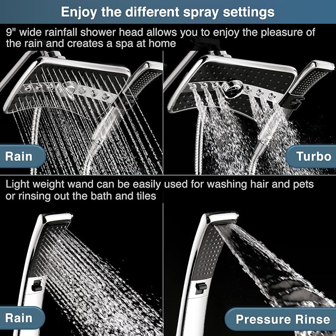 BRIGHT SHOWERS High Pressure Dual Shower Head Combo, Handheld Showerhead - Image 2