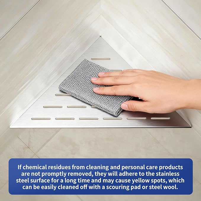 10'' Corner Shower Shelf 2PCS, 304 Stainless Steel Grout in Shelves - Image 8