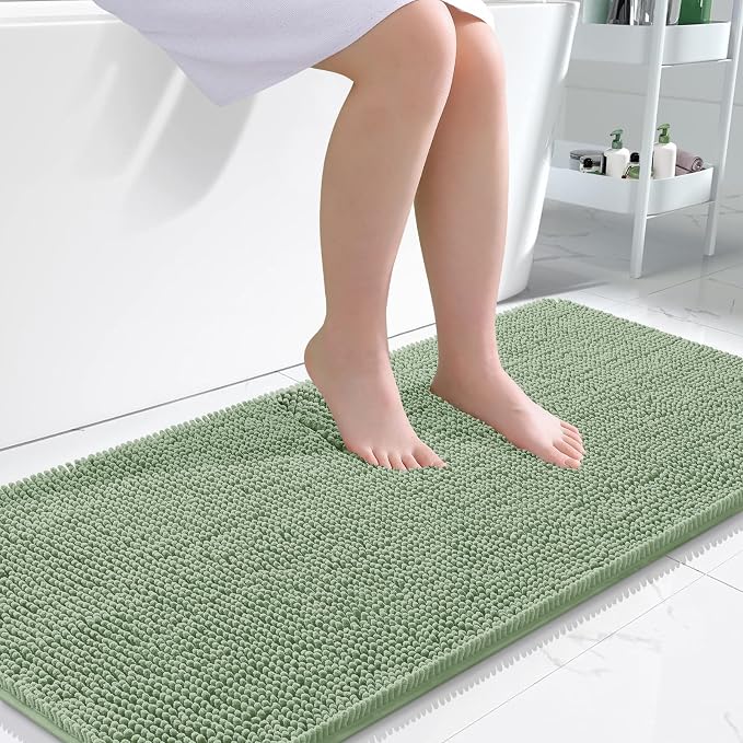 OLANLY Bathroom Rugs 47x24, Extra Soft Absorbent Chenille Bath Rugs, Rubber by OLANLY