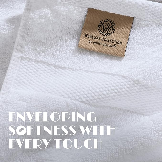 Wealuxe White Hand Towels for Bathroom Cotton Hand Towel Bulk for Gym, Kitchen - Image 3