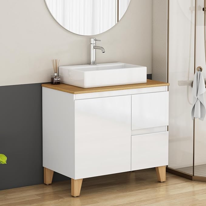 31.5-Inch Bathroom Vanity with Ceramic Sink Combo, Freestanding Bathroom by MELAABUUHOME