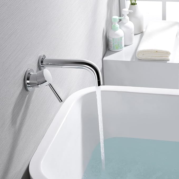 SUMERAIN Wall Mount Tub Faucet Chrome Bathtub Faucet Set - Image 4