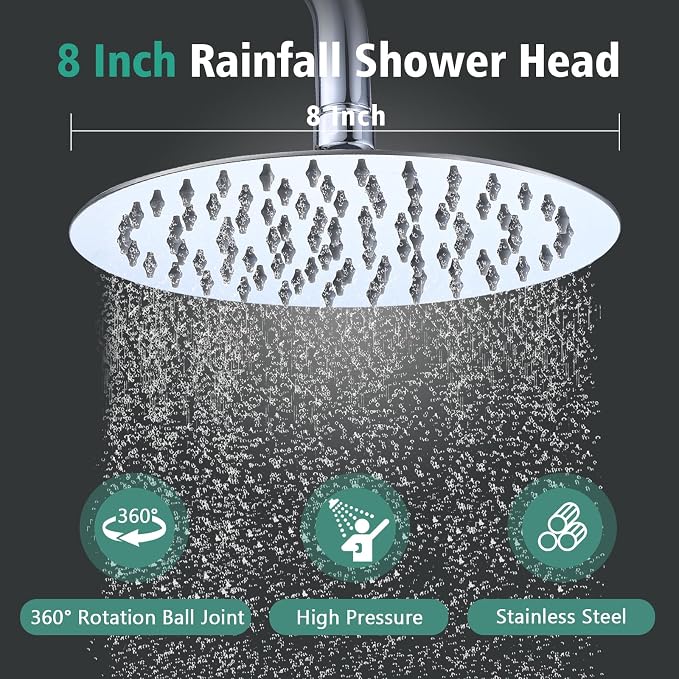 PROOX 3 Handle Tub Shower Faucet Set, Polished Chrome Bathtub Shower Faucets - Image 3