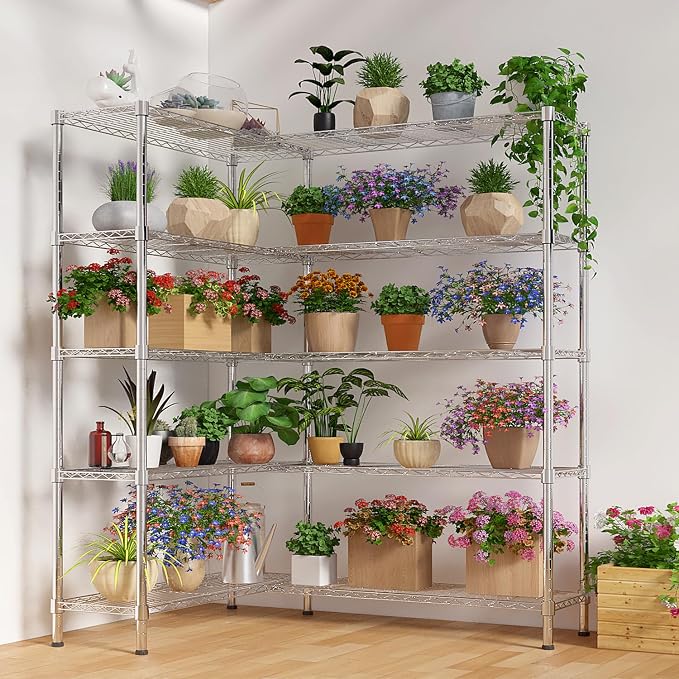 5 Tier Storage Racks Shelving, Heavy Steel Pantry Shelves, Adjustable Wire - Image 6