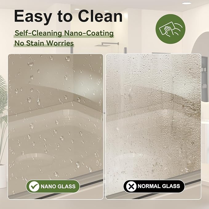 Frameless Pivot Shower Door 33-34" W x 72" H, Pivot Swing Shower Glass Door - Image 3