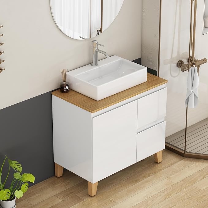 31.5-Inch Bathroom Vanity with Ceramic Sink Combo, Freestanding Bathroom - Image 4