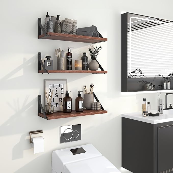 Heimlove Floating Shelves for Wall, 16 Inch Long Wood Floating Shelves Set of 3 - Image 7