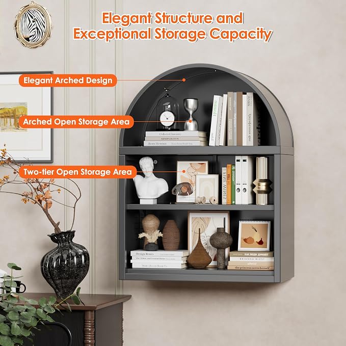 Metal Arched Wall Cabinet, Modern Arched Storage Cabinet - Image 4