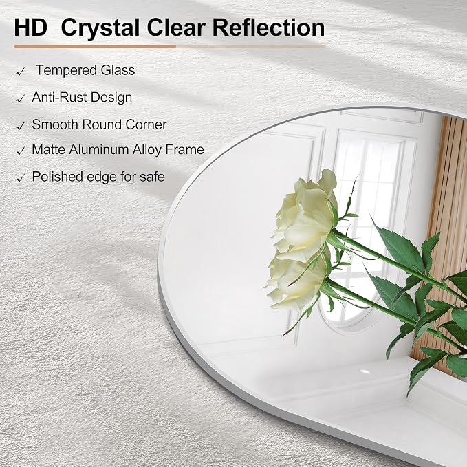 Arched Bathroom Mirror, Wall Mounted Mirror, Living Room, Hanging or Leaning - Image 4