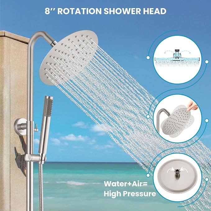 gotonovo SUS304 Outdoor Shower Fixture High Pressure Shower System Wall Mount 2 - Image 4