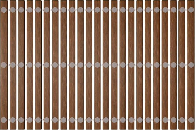 OLDTREE 15.78" W x 23.62" L Foldable Teak Shower Mat, Non Slip, Luxury Wood - Image 5
