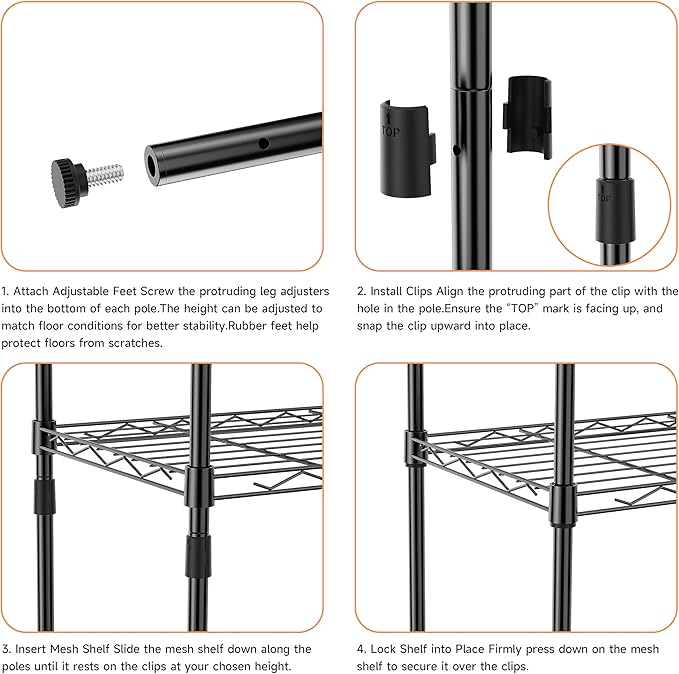 IZEUK 3 Tier Metal Wire Shelving Rack Storage Shelves - Image 5