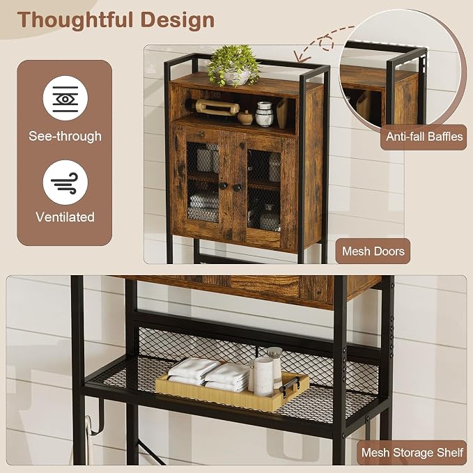 Tangkula Over The Toilet Storage Cabinet, 5-Tier Space Saver Above Toilet - Image 6